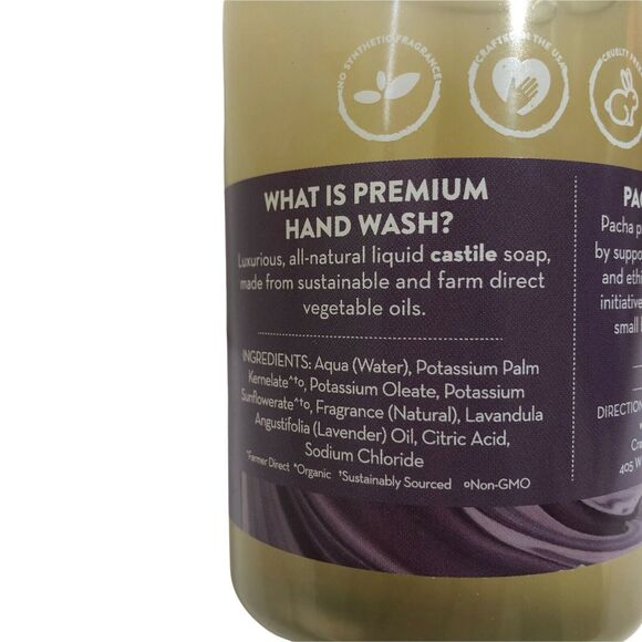 Lot 4 Pacha Soap Natural Liquid Castile Hand Soap 2 French Lavender 2 Sand & Sea - Picture 4 of 9